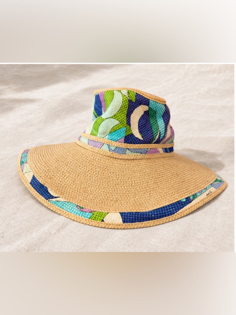 Emilio Pucci Multicolor Straw Wide-Brim Sun Hat - Blue, Green, Purple, Tan